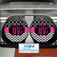 Black And Pink Monogram Car Coasters