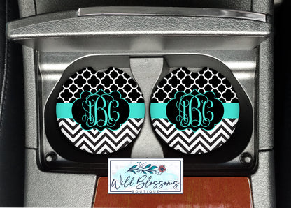 Black And Teal Monogram License Plate