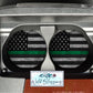 Wooden American Flag Green Line Car Coasters