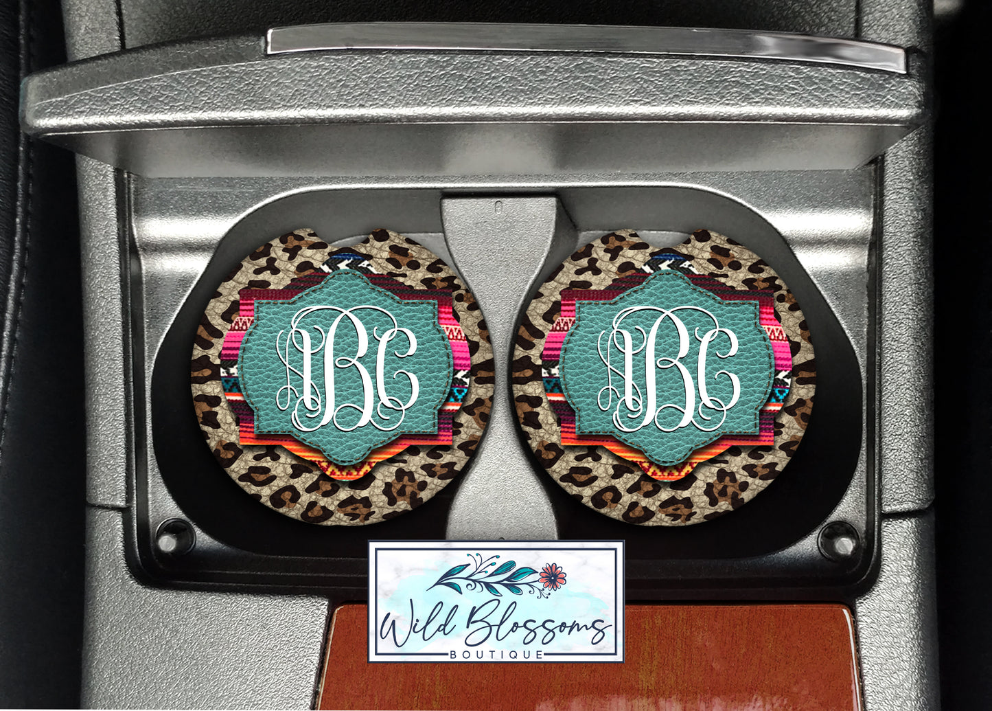 Leopard And Serape Print Car Coasters