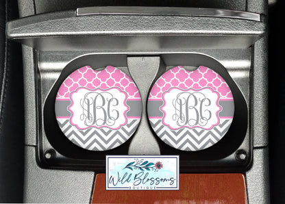 Pink And Grey Monogram License Plate