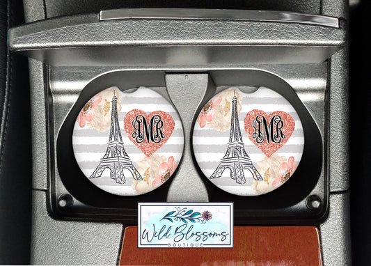 Rose Gold Eiffel Tower Car Coasters