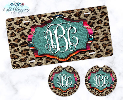 Leopard And Serape Print License Plate
