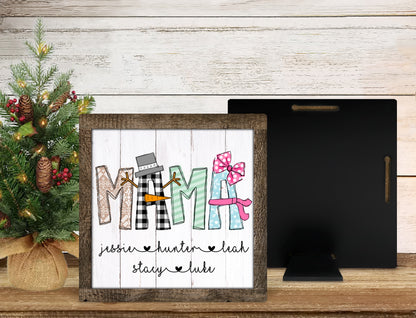 Personalized Snowman Alphabet Faux Frame Name Sign | Custom Holiday Keepsake Decor