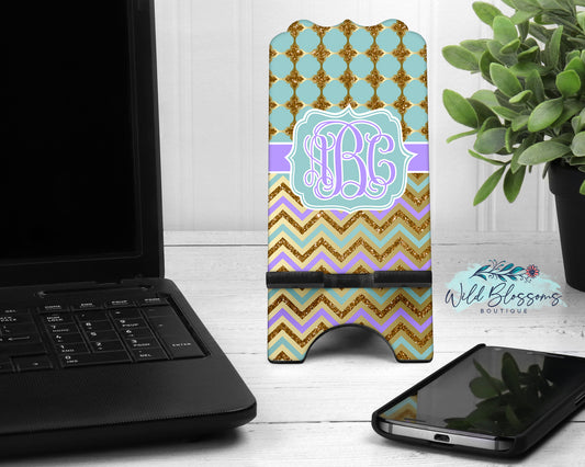 Mint, Purple And Gold Phone Stand