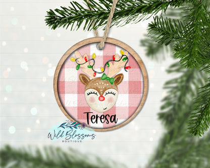Boy or Girl Reindeer Personalized Ornament