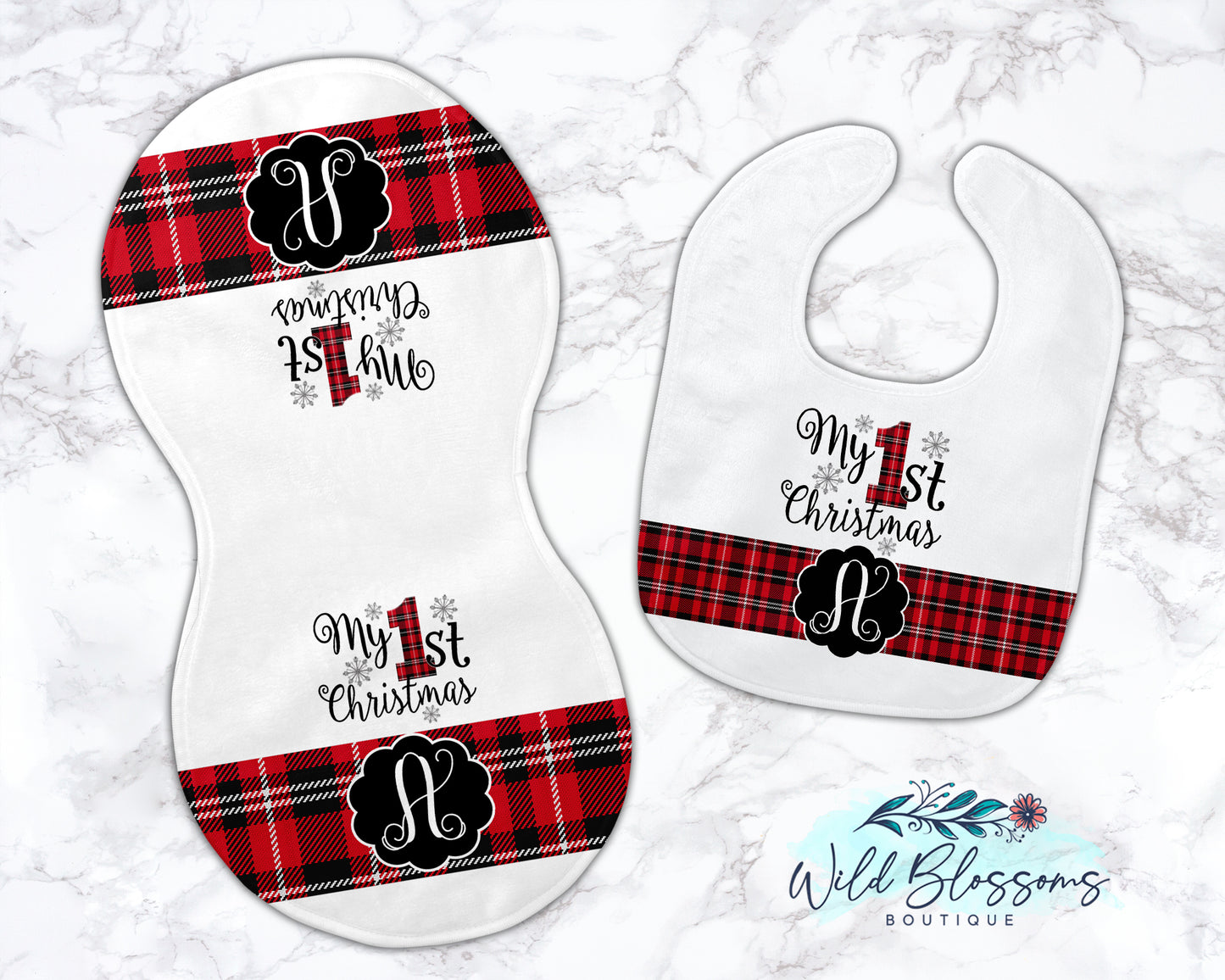 My First Christmas Baby Bib And Burp Cloth Set