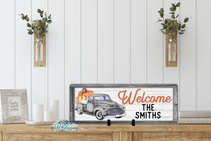 Welcome Fall Pumpkin Vintage Truck Door Hanger | Sign