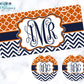 Orange And Navy Monogram Car Coasters