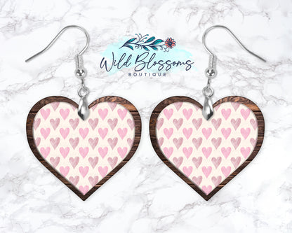 Pink Heart Drop Earrings