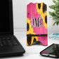 Pink Wooden Sunflower Personalized Mouse Pad And Coaster Desk Set