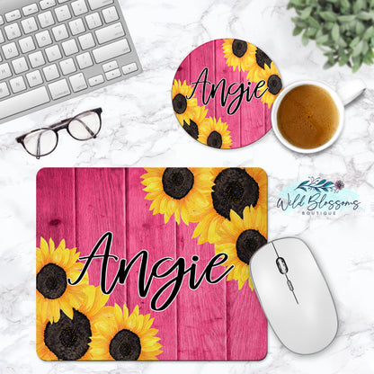 Pink Wooden Sunflower Phone Stand