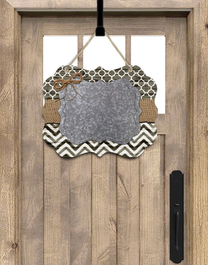 Quatrefoil and Chevron Rustic Wooden Personalized Door Hanger