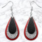 Red And Black Snakeskin Leather Look Drop Earrings