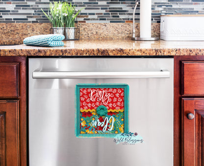 Red And Teal Farmhouse Kitchen Towel
