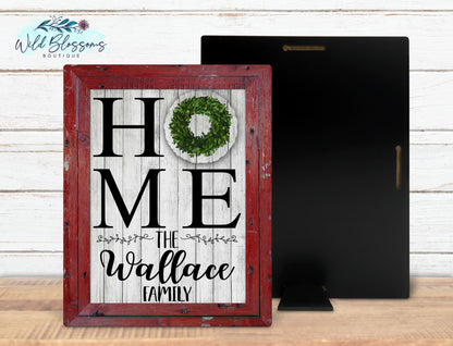 Personalized Family Name Home Sign with 12 Interchangeable Seasonal Attachments