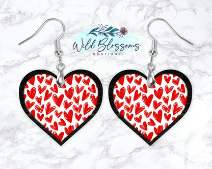 Red Heart Drop Earrings