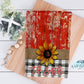 Red Wooden Buffalo Plaid Sunflower Kitchen Towel