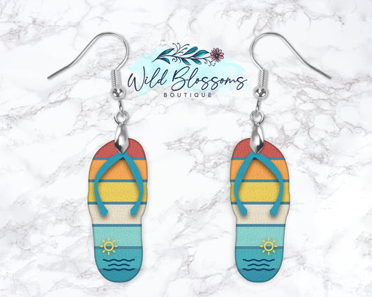Retro Sun Flip Flop Drop Earrings