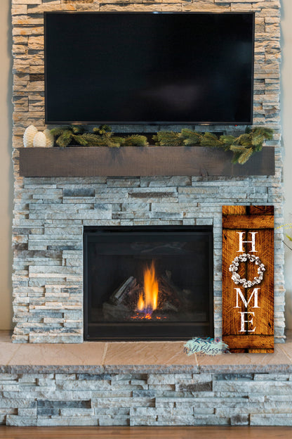 Rustic Wooden Cotton Wreath Home Sign