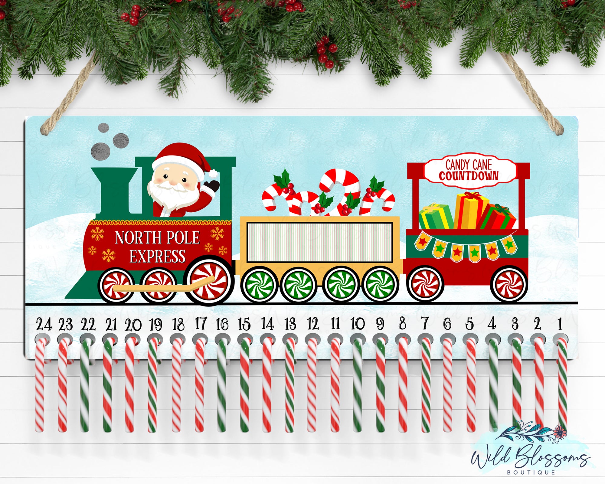 Santa Train Christmas Countdown Advent Door Hanger – Wild Blossoms Boutique
