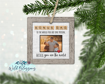 Stepdad | Bonus Dad Scrabble Tile Photo Ornament