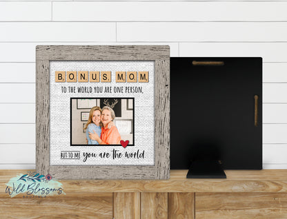 Personalized Bonus Mom Faux Frame Photo Sign | Stepmom Keepsake Gift