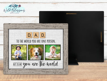 Personalized Dad Scrabble Tile Photo Sign | Faux Frame Father Keepsake