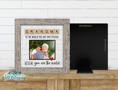 Personalized Grandma Scrabble Tile Photo Sign | Faux Frame Grandma Keepsake