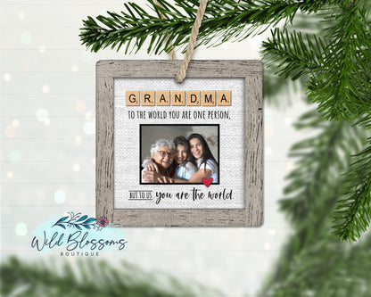 Grandma | Mimi | Nana | Nonna Scrabble Tile Photo Ornament