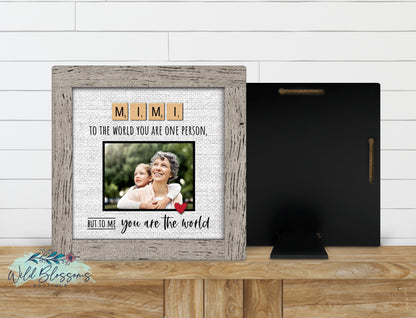Personalized Mimi Scrabble Tile Photo Sign | Faux Frame Grandma Gift