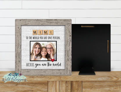 Personalized Mimi Scrabble Tile Photo Sign | Faux Frame Grandma Gift