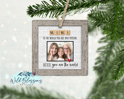 Grandma | Mimi | Nana | Nonna Scrabble Tile Photo Ornament