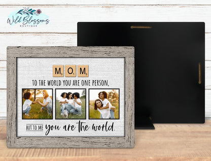 Personalized Mom Scrabble Tile Photo Sign | Faux Frame Mother Keepsake