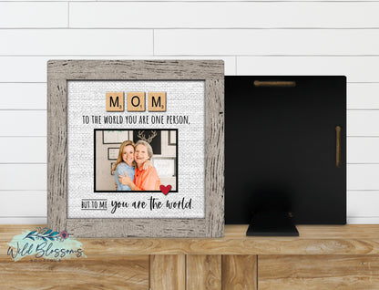 Personalized Mom Scrabble Tile Photo Sign | Faux Frame Mother Keepsake