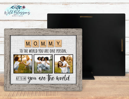 Personalized Mommy Scrabble Tile Photo Sign | Faux Frame Mother Gift