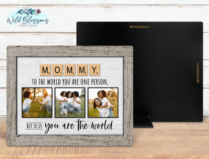 Personalized Mommy Scrabble Tile Photo Sign | Faux Frame Mother Gift