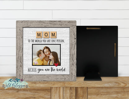 Personalized Mom Scrabble Tile Photo Sign | Faux Frame Mother Keepsake
