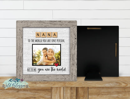 Personalized Nana Scrabble Tile Photo Sign | Faux Frame Grandma Keepsake