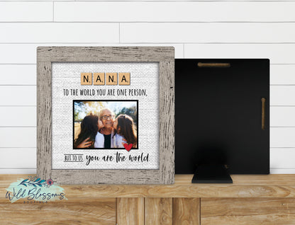 Personalized Nana Scrabble Tile Photo Sign | Faux Frame Grandma Keepsake