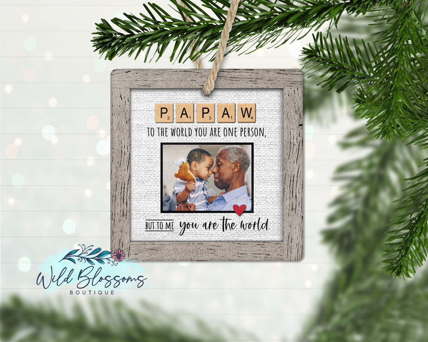 Grandpa | Papa |  Papaw |Pop | Pop Pop | Poppy Scrabble Tile Photo Ornament