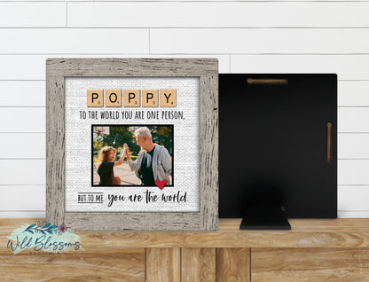 Personalized Poppy Faux Frame Photo Sign | Grandpa Keepsake Gift