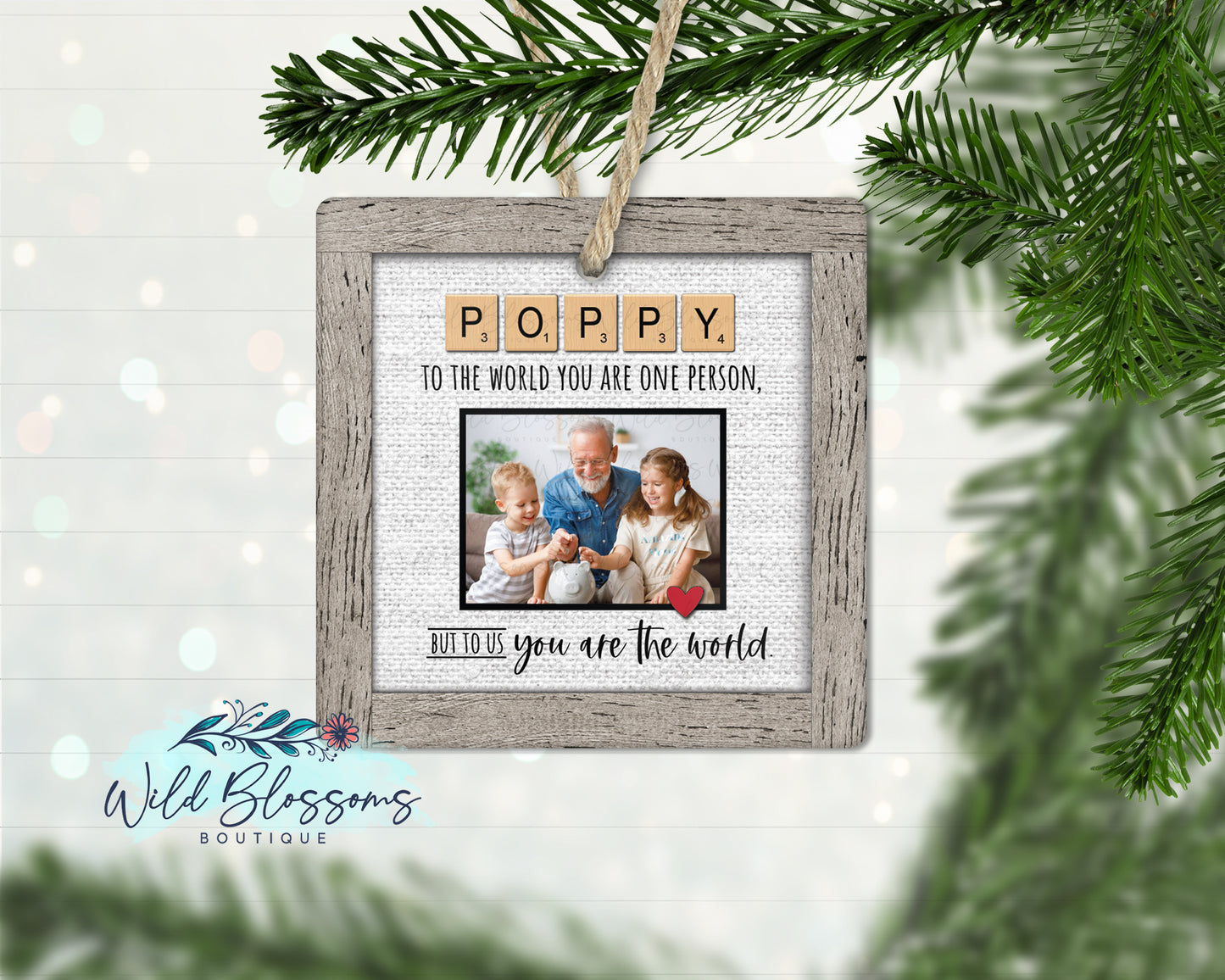 Grandpa | Papa |  Papaw |Pop | Pop Pop | Poppy Scrabble Tile Photo Ornament