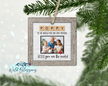 Grandpa | Papa |  Papaw |Pop | Pop Pop | Poppy Scrabble Tile Photo Ornament