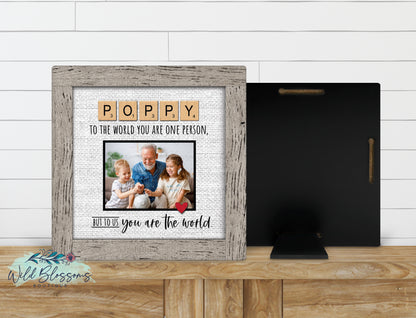 Personalized Poppy Faux Frame Photo Sign | Grandpa Keepsake Gift