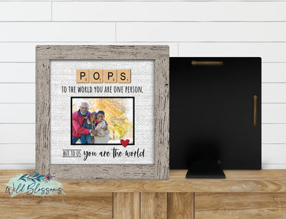 Personalized Pops Faux Frame Photo Sign | Grandpa Keepsake Gift