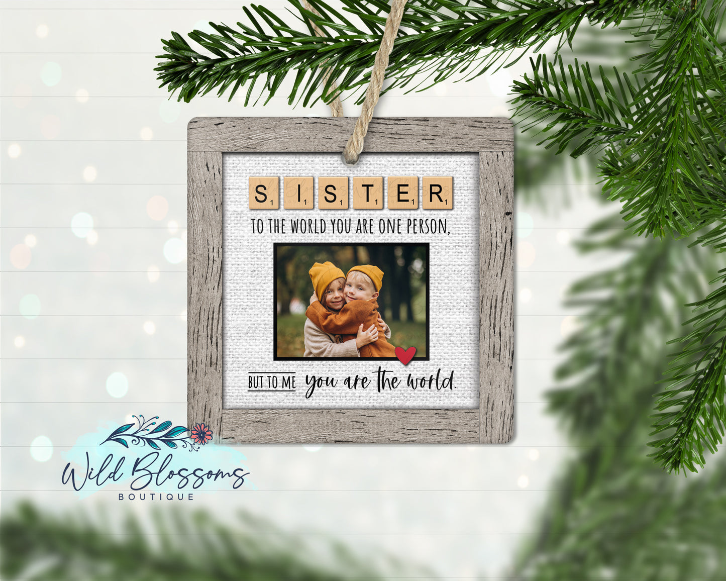 Sister Scrabble Tile Photo Ornament