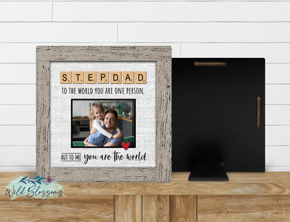 Personalized Bonus Dad Faux Frame Photo Sign | Stepdad Keepsake Gift