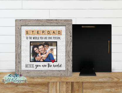 Personalized Bonus Dad Faux Frame Photo Sign | Stepdad Keepsake Gift