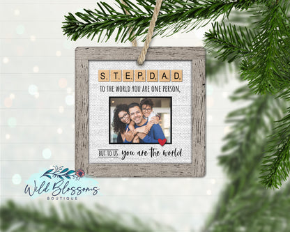 Stepdad | Bonus Dad Scrabble Tile Photo Ornament